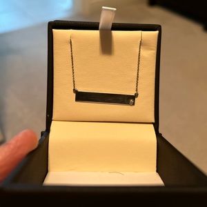 18” Sterling silver bar necklace with small diamond